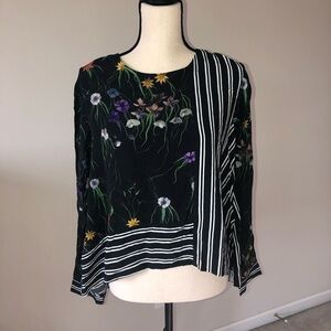 Asymetric Floral Bold Black and White Mixed Print Top Size 4 BRAND NEW